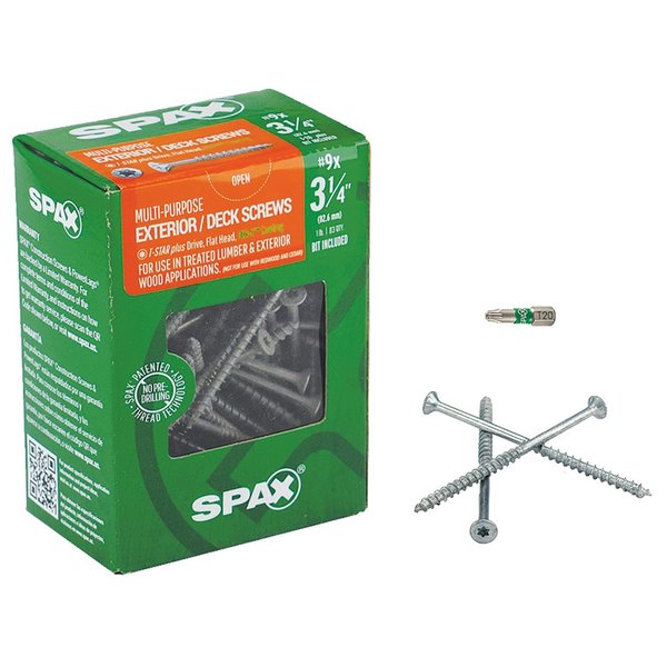 Spax Wood Screw, 3-1/4 in, Galvanized Flat Head 83 PK 4191670450804